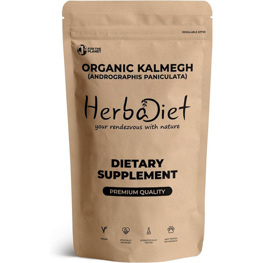 Herbadiet Organic Andrographis Powder Kalmegh supplement front view package