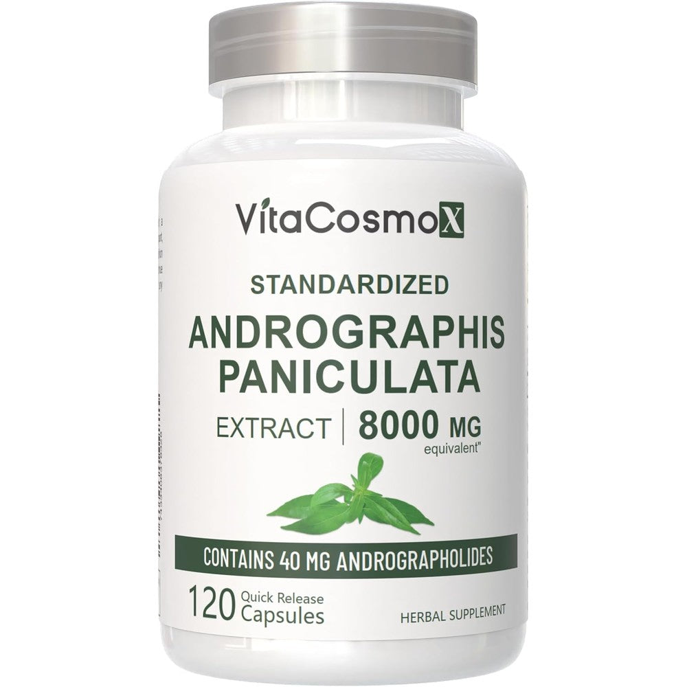 VitaCosmoX Andrographis Extract 8000mg front view bottle for immune support