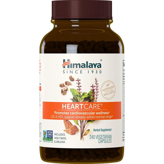 Himalaya HeartCare 240 vegetarian capsules front bottle view for cardiovascular support.