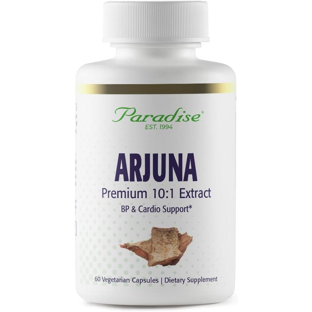 Paradise Herbs Arjuna 60 vegetarian capsules bottle front view authentic heart health supplement