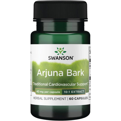 Swanson Full Spectrum Arjuna Bark Extract 60 capsules front bottle view for cardiovascular support