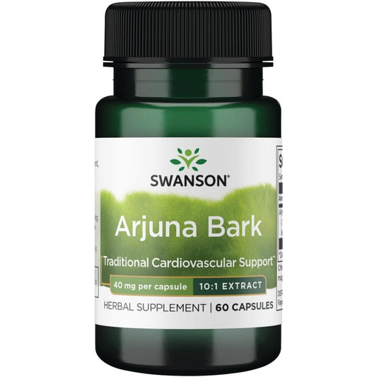 Swanson Full Spectrum Arjuna Bark Extract 60 capsules front bottle view for cardiovascular support
