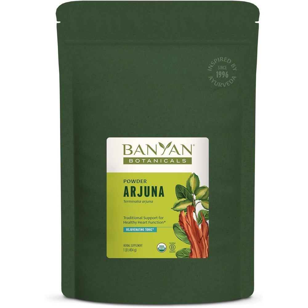 Banyan Botanicals Organic Arjuna Bark Powder front view authentic heart supplement