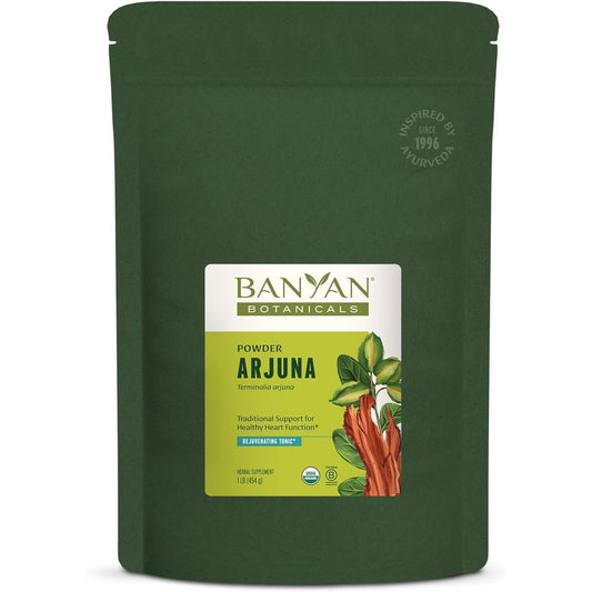 Banyan Botanicals Organic Arjuna Bark Powder front view authentic heart supplement