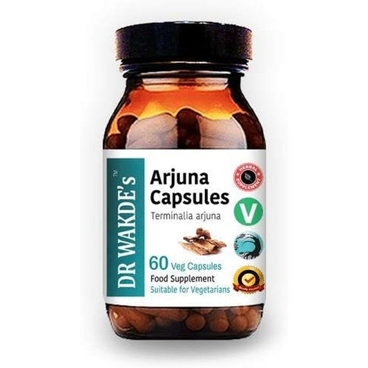DR WAKDE'S Arjuna 500mg herbal capsules front view bottle showing cardiovascular support supplement label