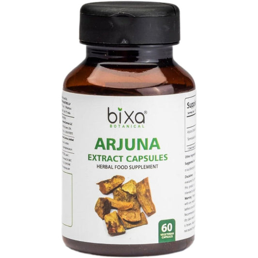 Bixa Botanical Arjuna Ayurvedic Natural Herbal Supplement 60 Capsules front bottle view