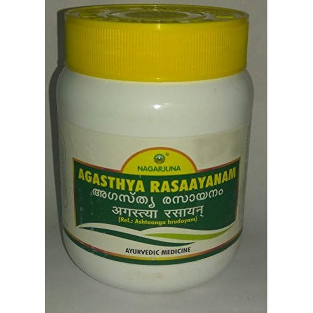 Nagarjuna Agasthya Rasaayanam 500 gram container front view authentic Ayurvedic respiratory support paste
