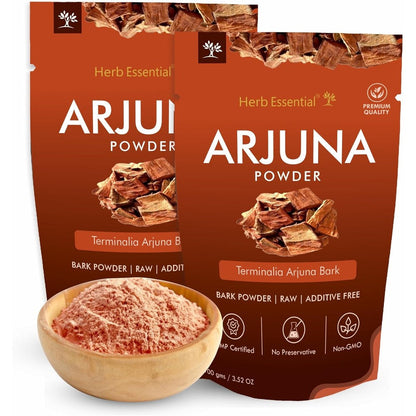 Herb Essential Arjuna Powder Pack of 2 front view for heart health support.