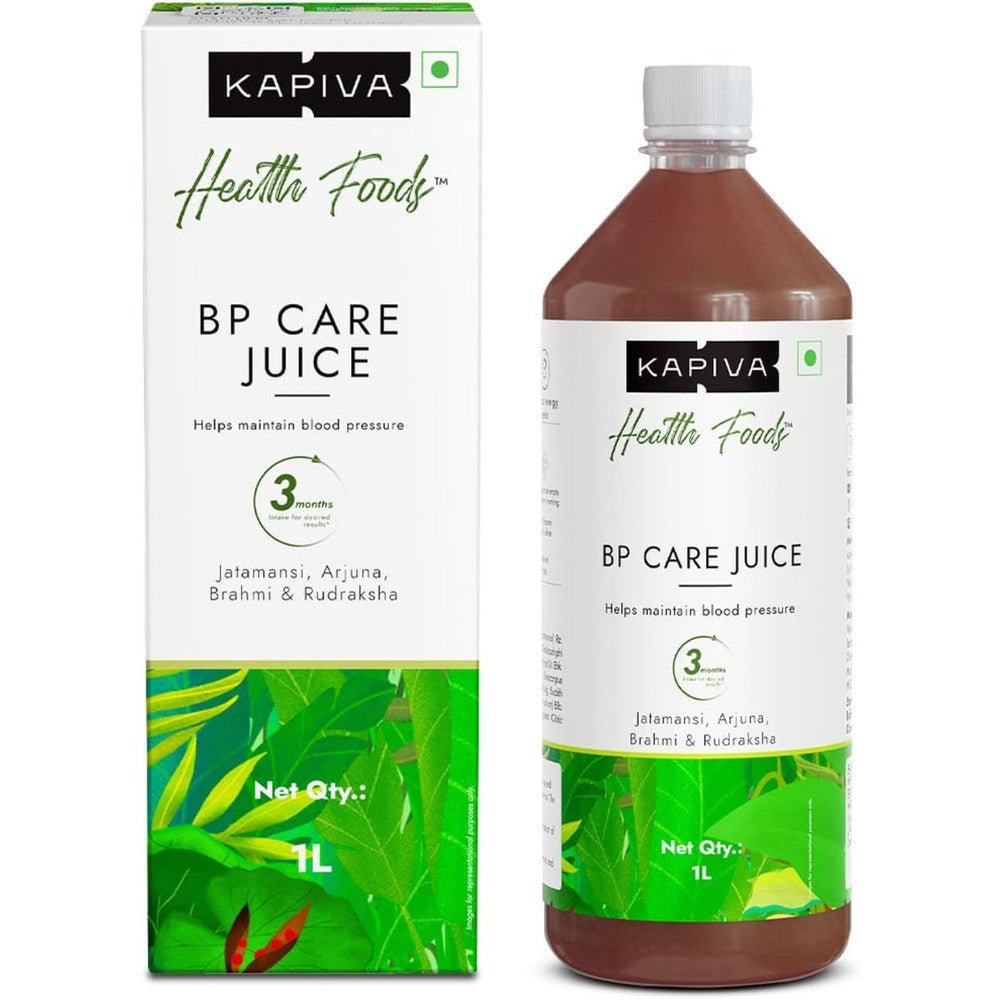 Kapiva Blood Pressure Care Juice 1 Litre bottle front view showing primary Ayurvedic ingredients