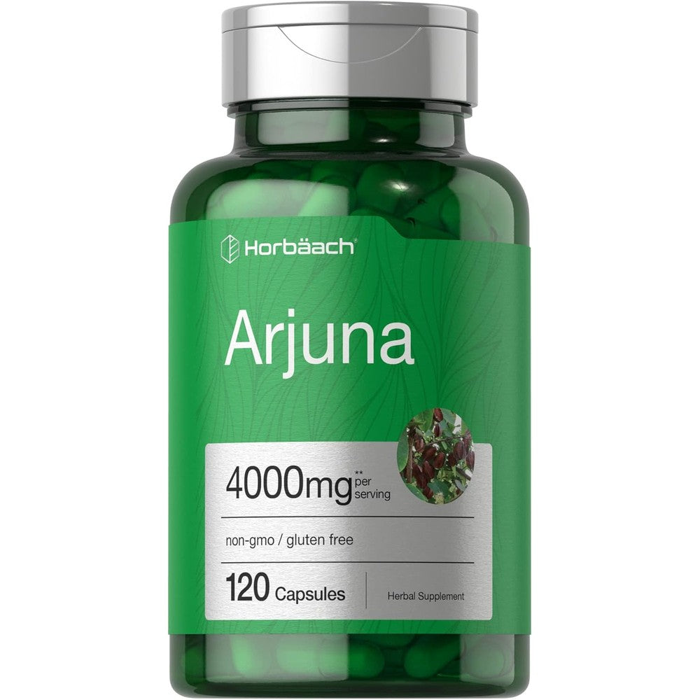 Horbaach Arjuna 4000 mg 120 capsules front bottle view for heart health support