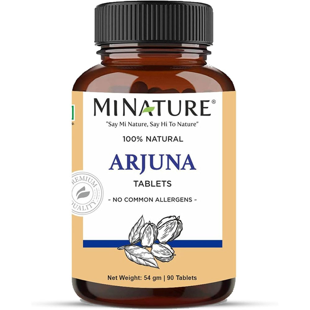 Mi Nature Arjuna 1000mg tablets front bottle view heart health supplement
