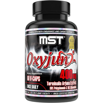 IMVELO MST Oxyjun Terminalia Arjuna Extract 400mg 60 capsules bottle front view showing heart health supplement labeling