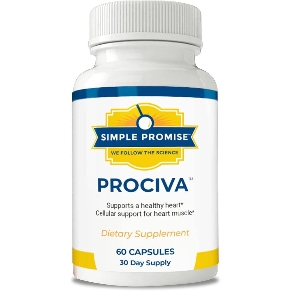 Simple Promise Prociva Arjuna Bark Extract 60 Capsules front view showing the heart health supplement packaging.