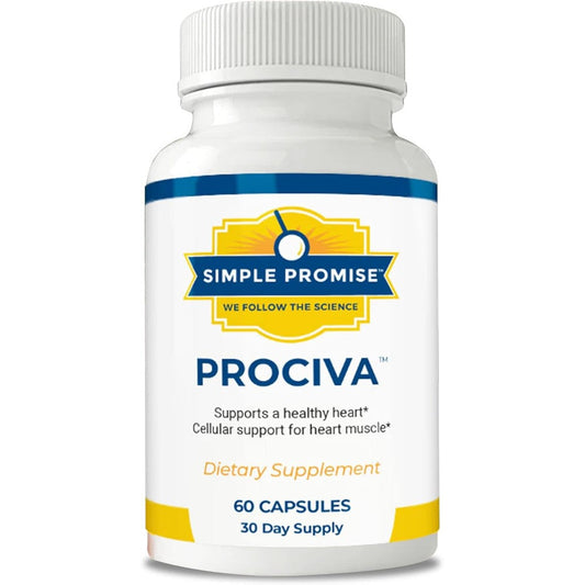 Simple Promise Prociva Arjuna Bark Extract 60 Capsules front view showing the heart health supplement packaging.