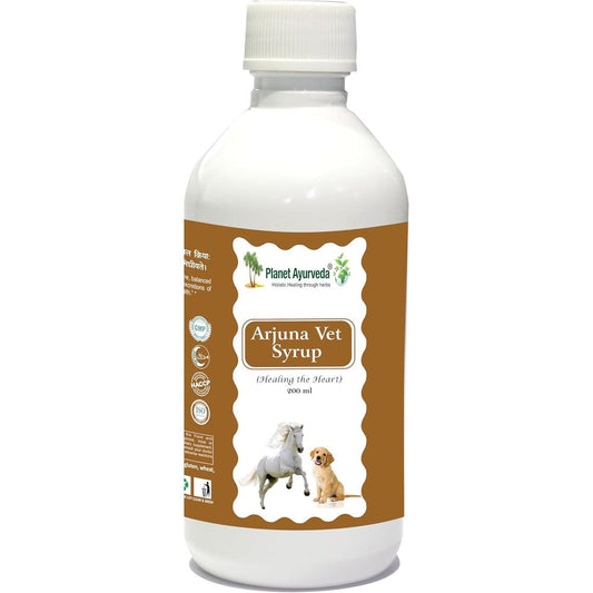 Planet Ayurveda Arjuna Vet Syrup 200 milliliter front view bottle for animal cardiac wellness