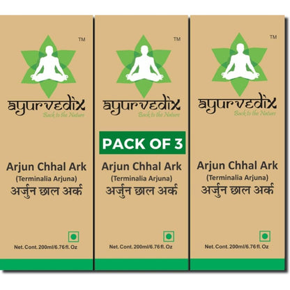 Ayurvedix Arjun Chhal Ark Terminalia Arjuna hydrosol pack of three front view for heart wellness.
