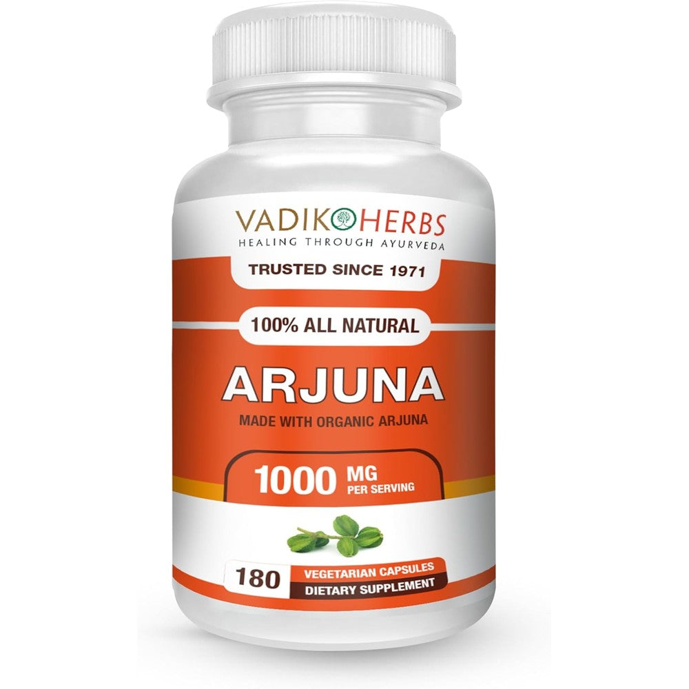 Vadik Herbs Organic Arjuna Bark Supplement front view for cardiovascular health support