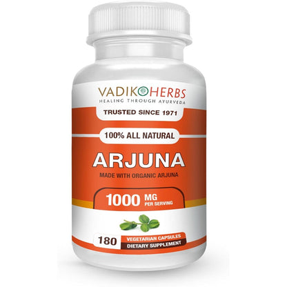 Vadik Herbs Organic Arjuna Bark Supplement front view for cardiovascular health support