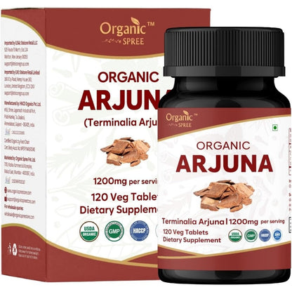 Organic Spree Organic Arjuna 120 Tablets front view bottle for natural heart health support