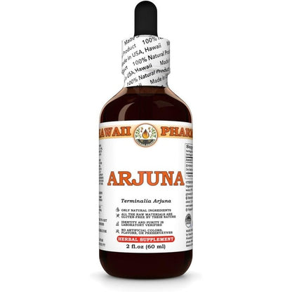 Hawaii Pharm Arjuna Dry Bark Liquid Extract front view bottle for cardiovascular support.