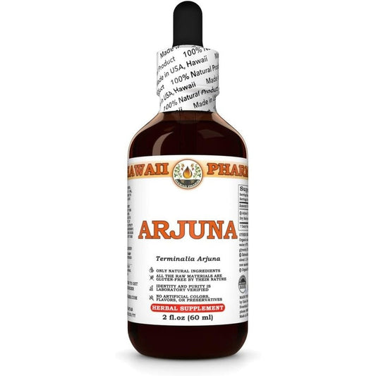 Hawaii Pharm Arjuna Dry Bark Liquid Extract front view bottle for cardiovascular support.