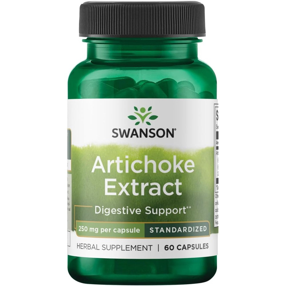 Swanson Artichoke 250mg 60 Capsules front bottle view for liver health support