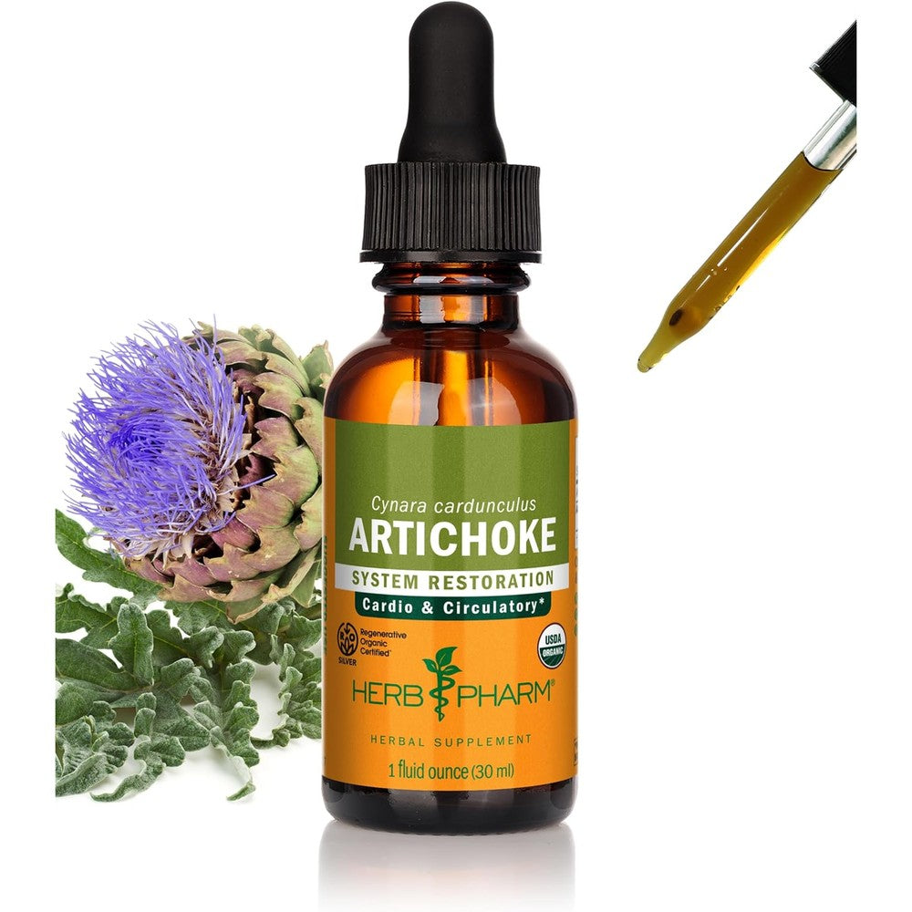 Herb Pharm Certified Organic Artichoke Liquid Extract 1 Ounce front view showing the product label.