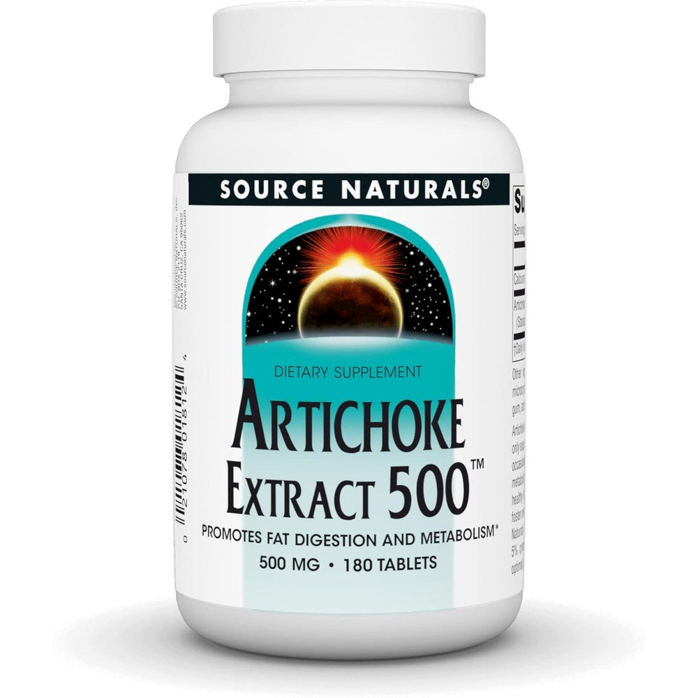 Source Naturals Artichoke Extract 500 Milligrams front view bottle for fat digestion