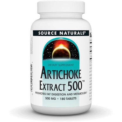 Source Naturals Artichoke Extract 500 Milligrams front view bottle for fat digestion
