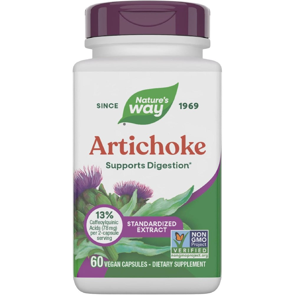 Nature's Way Artichoke Digestion Support 60 Vegan Capsules front view bottle