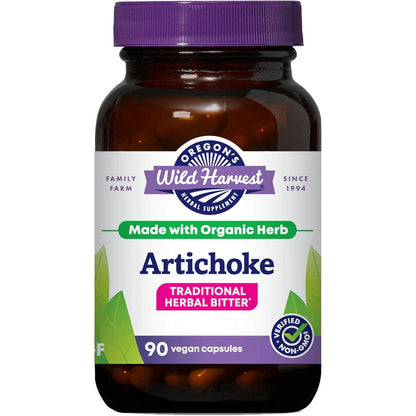 Oregon's Wild Harvest Organic Artichoke 90 Capsules front view for digestive support supplement