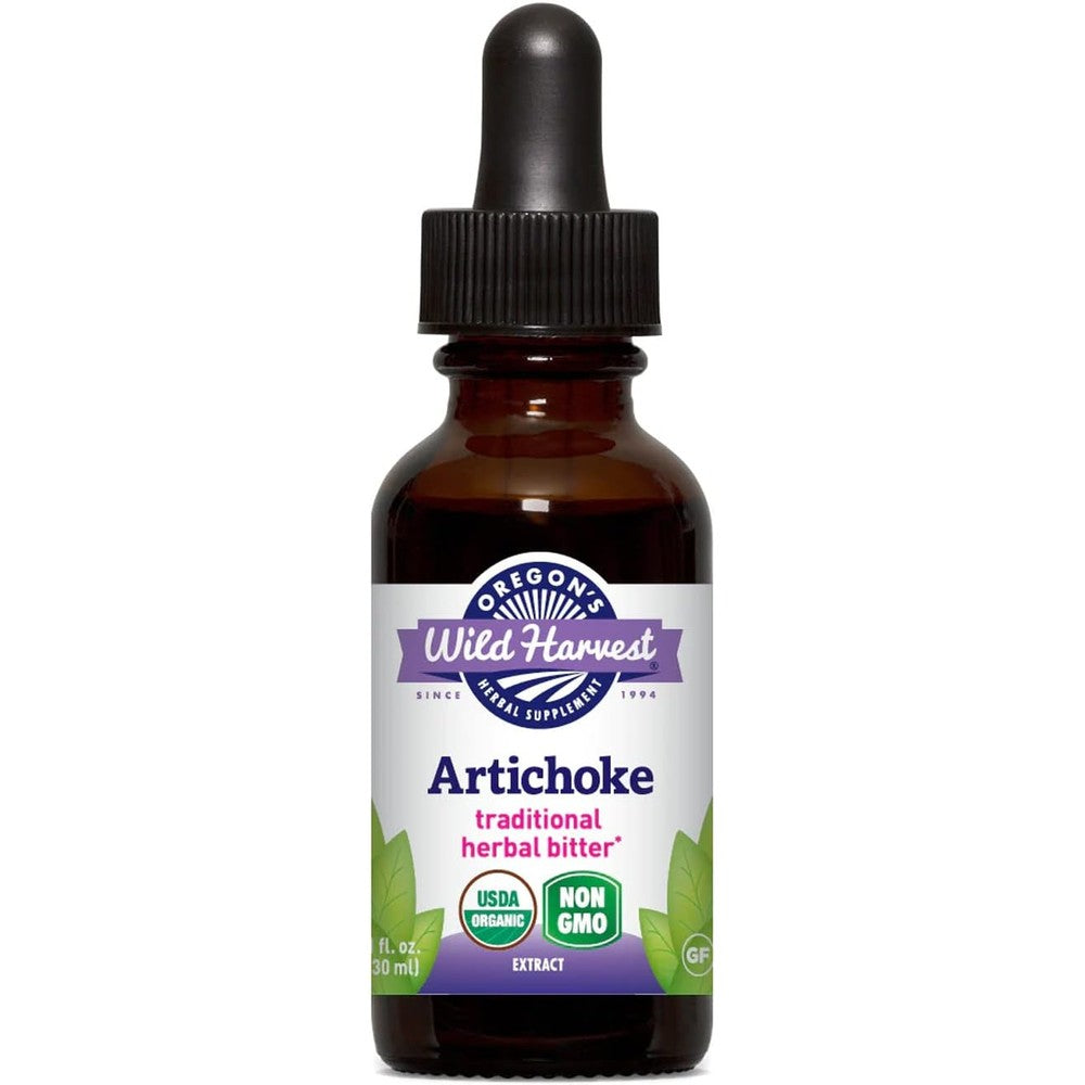 Oregon's Wild Harvest Organic Artichoke Liquid Extract 1 Fluid Ounce front view bottle for digestive health