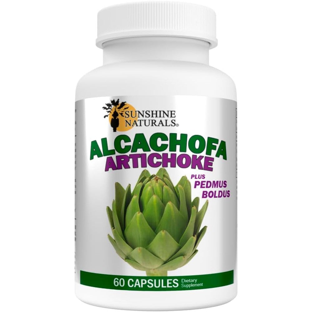 Sunshine Naturals Artichoke and Boldo 60 Capsules front bottle view for authentic liver support.
