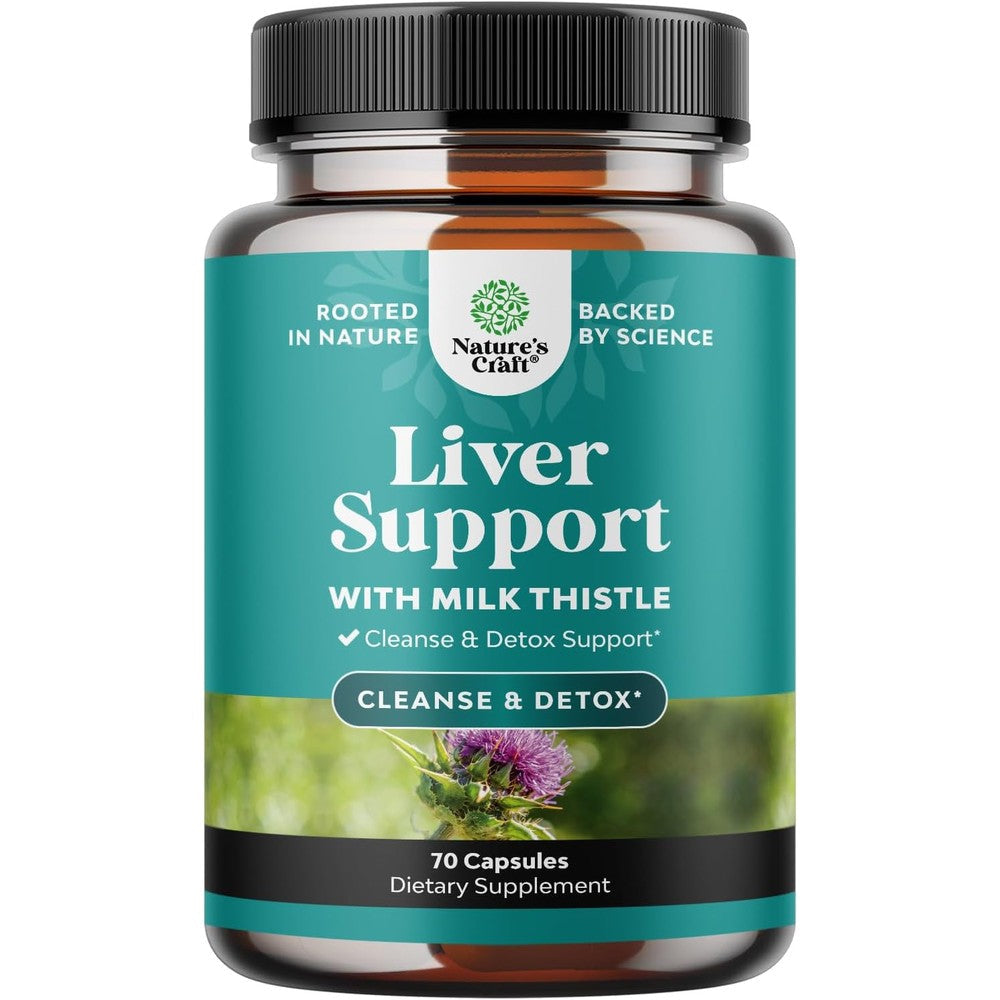 Nature's Craft Liver Cleanse Detox Support 70 capsules front bottle view showing herbal ingredients