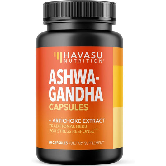 Havasu Nutrition Ashwagandha 1000mg 90 Capsules front view bottle for natural stress relief
