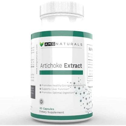 AMG Naturals Artichoke Extract Capsules 60 count bottle front view showing liver support benefits