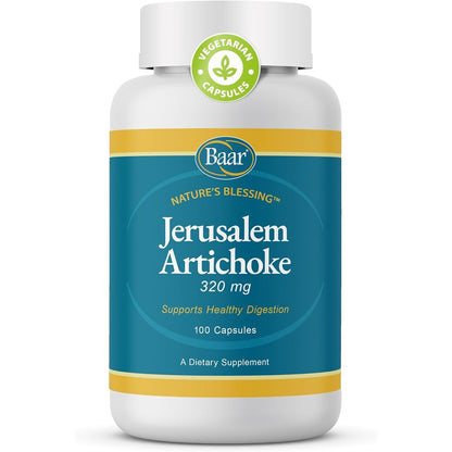 Baar Organic Jerusalem Artichoke bottle front view showing prebiotic supplement label