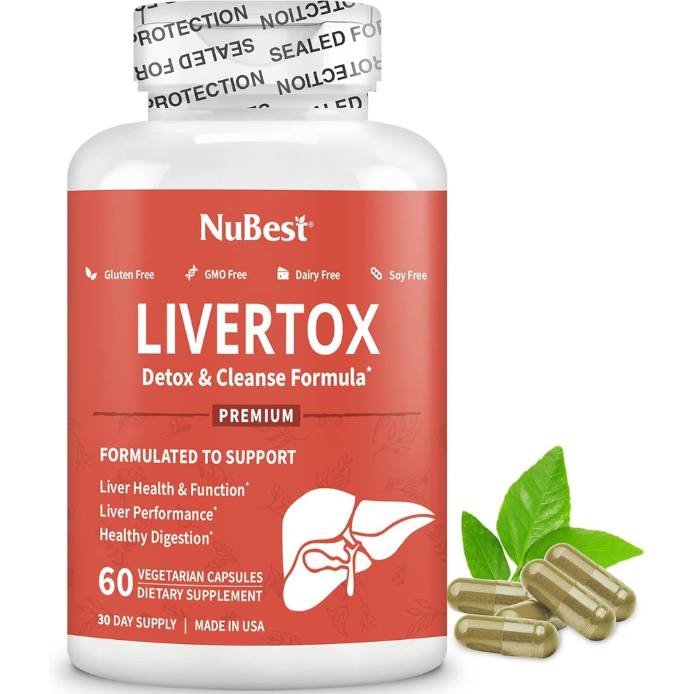 NuBest LiverTox advanced liver detox bottle front view