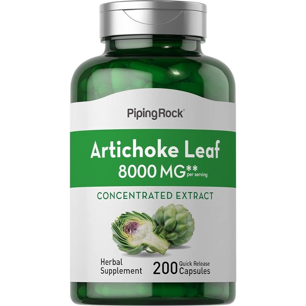 Piping Rock Artichoke Extract 8000 mg 200 capsules front bottle view for liver health