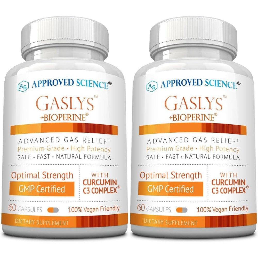 Approved Science Gaslys bloating relief capsules front view packaging