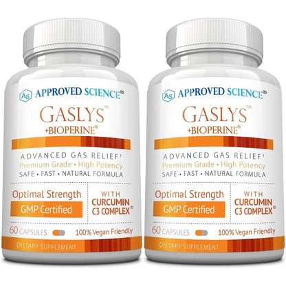 Approved Science Gaslys bloating relief capsules front view packaging
