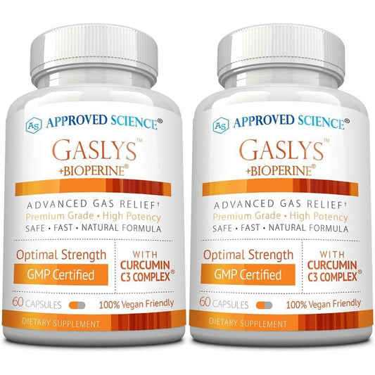 Approved Science Gaslys bloating relief capsules front view packaging