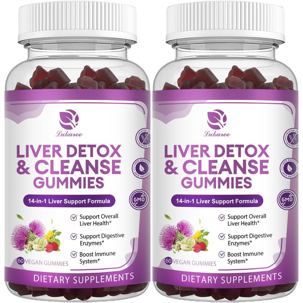 Lukaree Liver Cleanse Detox and Repair Gummies front view bottle for daily dietary support.
