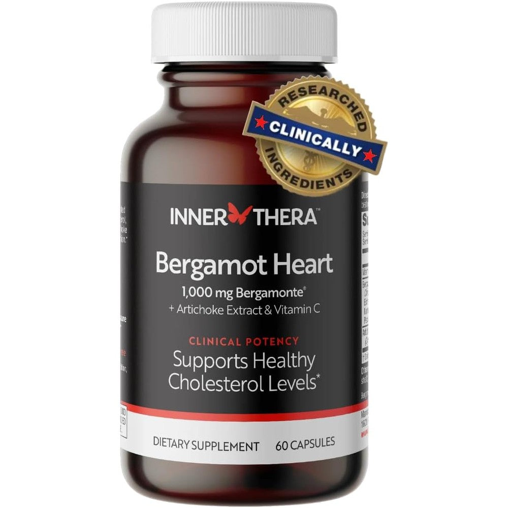 InnerThera Citrus Bergamot Polyphenol Extract Heart Support sixty capsules front view bottle showing premium bergamot extract supplement for cholesterol control