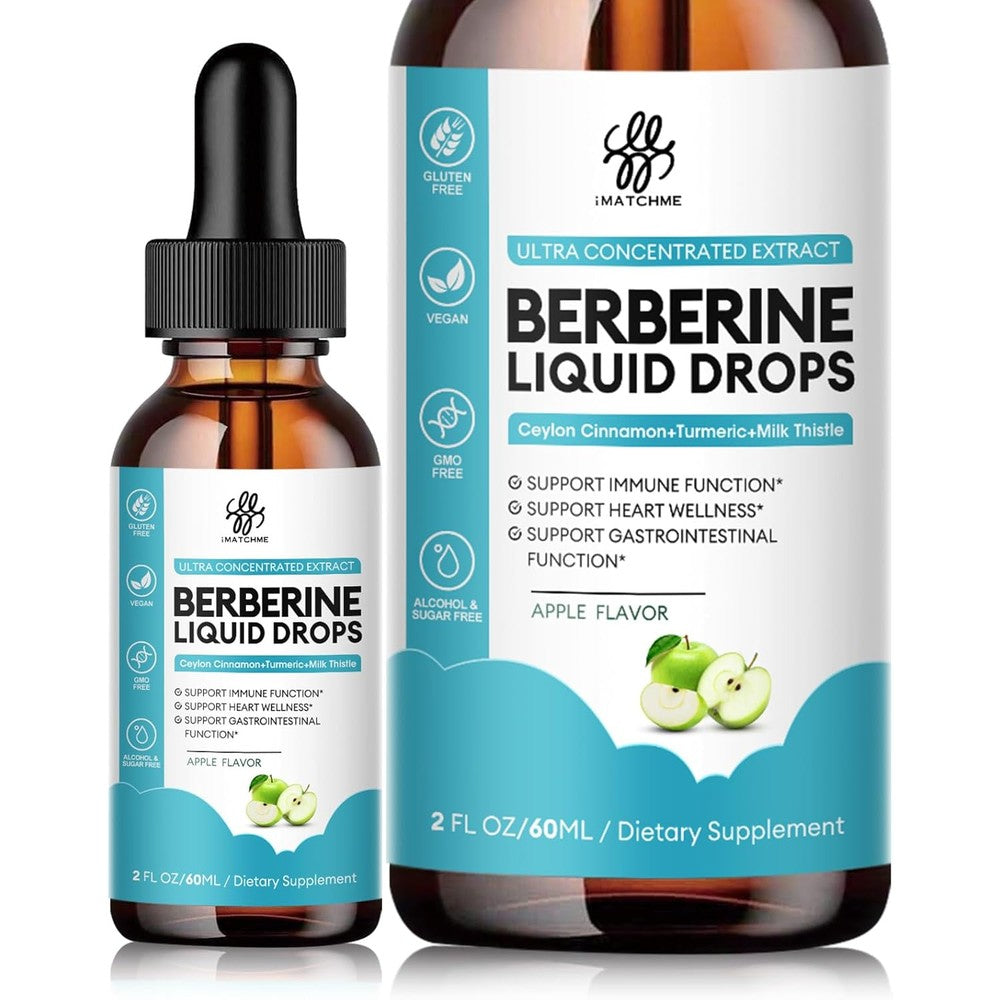 JUIWEFKK iMATCHME Berberine HCL 6 in 1 Liquid Drops front view bottle for cardiovascular support.