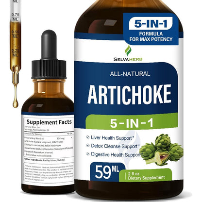 Selvaherb Artichoke Leaf Extract Drops 2 oz bottle front view for liver detox support