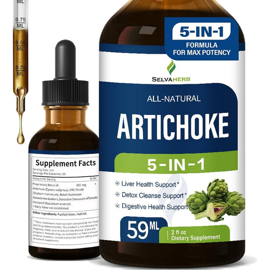 Selvaherb Artichoke Leaf Extract Drops 2 oz bottle front view for liver detox support