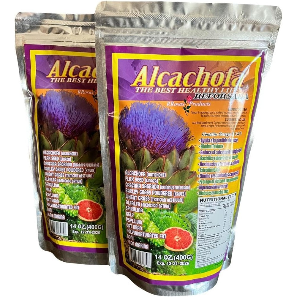 The Best Healthy Life RRosas Alcachofa Reforsada Artichoke Powder front view authentic imported weight management herbal supplement pack.