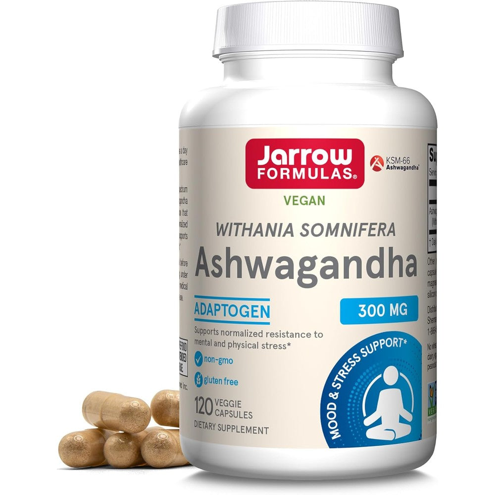 Jarrow Formulas Ashwagandha 300mg 120 capsules front view bottle