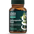 Gaia Herbs Ashwagandha somnifera root supplement bottle, vegan capsules